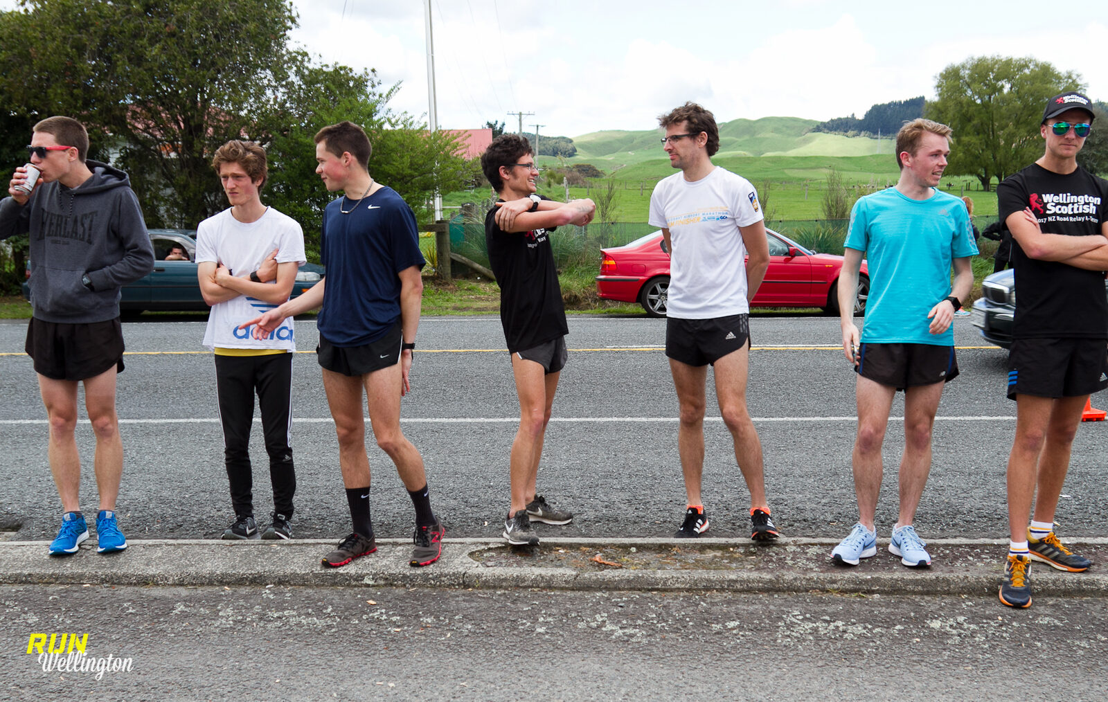 Wellington Scottish team mates awaiting the arrival of their "A Team" on the last lap